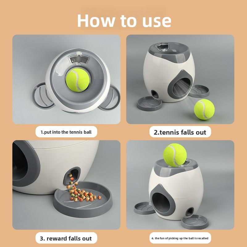 2 in 1 Dog Pet Interactive Toy Tennis Ball Launcher Automatic Throwing Training Reward Machine Fun Feeding Machine Pet Supplies