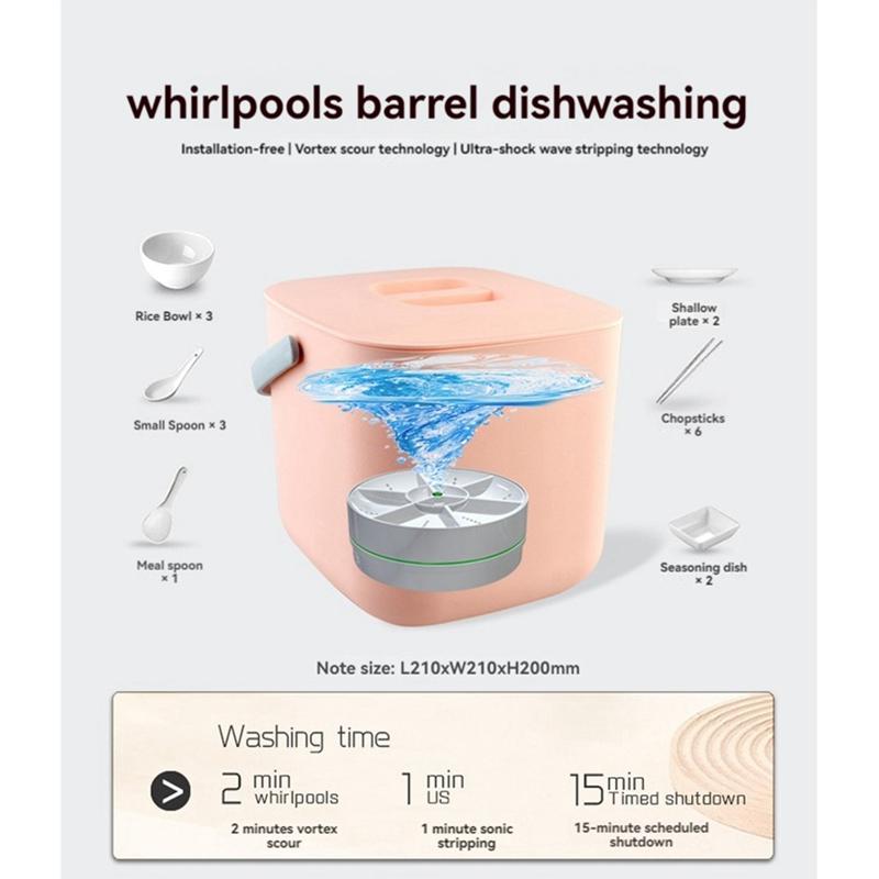 Ultrasonic Dish Washer Portable Mini Turbo Dishwasher, Vegetable Washing Machine Household Sink Dishwasher Device