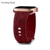 Silicone Bracelet For Apple Watch 11 10 46mm 42mm 9-8-7-6-5-4-3-2 Engraved Floral For IWatch Ultra 3 49mm 45mm-44-42-41-40-38mm