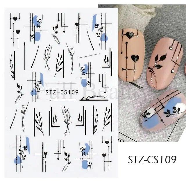 

3D наклейки для ногтей цветы розовые фиолетовые цветы листья наклейки дизайн ногтей клей слайдеры подвески маникюр украшения TRCA769