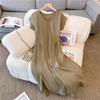 [Special shot] Casual temperament V-neck short-sleeved dress summer large size fat mm pear-shaped figure waist display