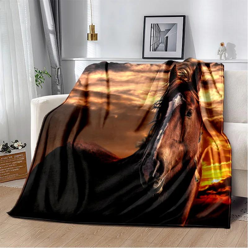 Horse Animal Pentium Gallant Steed Blanket,Soft Throw Blanket for Home Bedroom Bed Sofa Picnic Travel Office Cover Blanket Kids