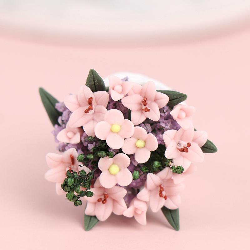 Different Styles 1:12 Dollhouse Miniature Flowers Mini Potted Plant Flower Pot DollHouse Decor Bonsai Model Garden Home Ornament