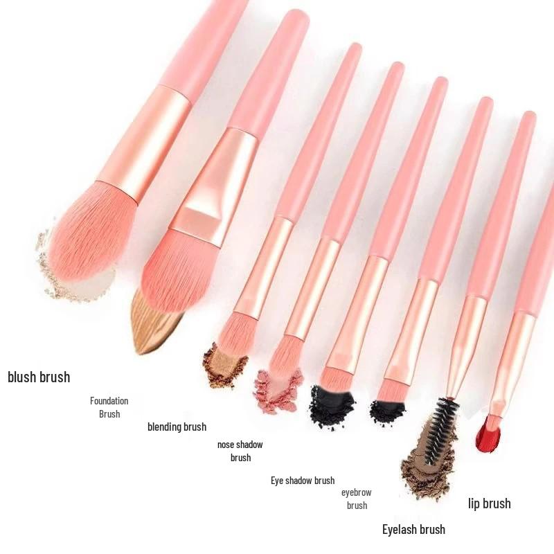 8-Piece Makeup Brush Set: Beginner Beauty Tools for Eyeshadow & Powder