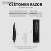CESTOMEN Herren Rasierer mit gerader Kante, Edelstahl, professioneller Friseurmesserhalter, zusammenklappbar, Holz, manuelles Rasieren, Rasierer, Friseur-Werkzeuge