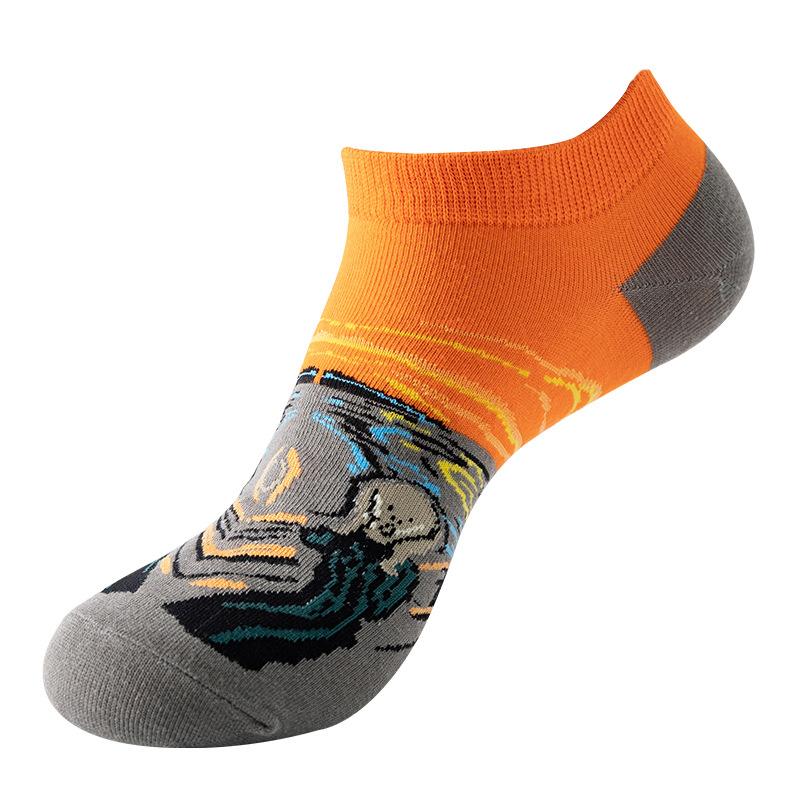 Spring Summer Socks Cute Funny Harajuku Cartoon Men Boat Oil Painting Food Casual Cotton Short Socks for Female Sox