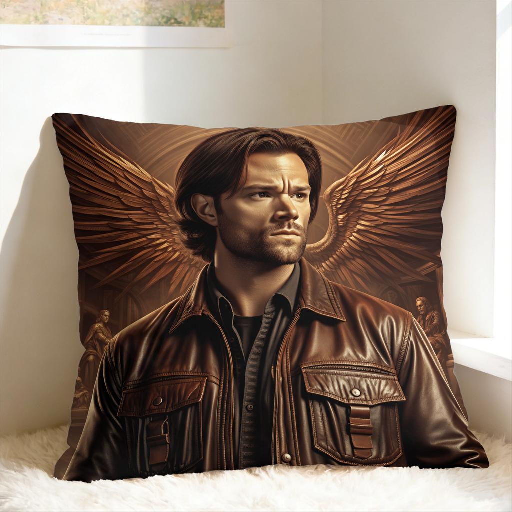 Sam Winchester Supernatural Collage Printed Pillow Cover Comfy Cushion Cover Vintage Pillow Case For Chair Sofa Home Decor
