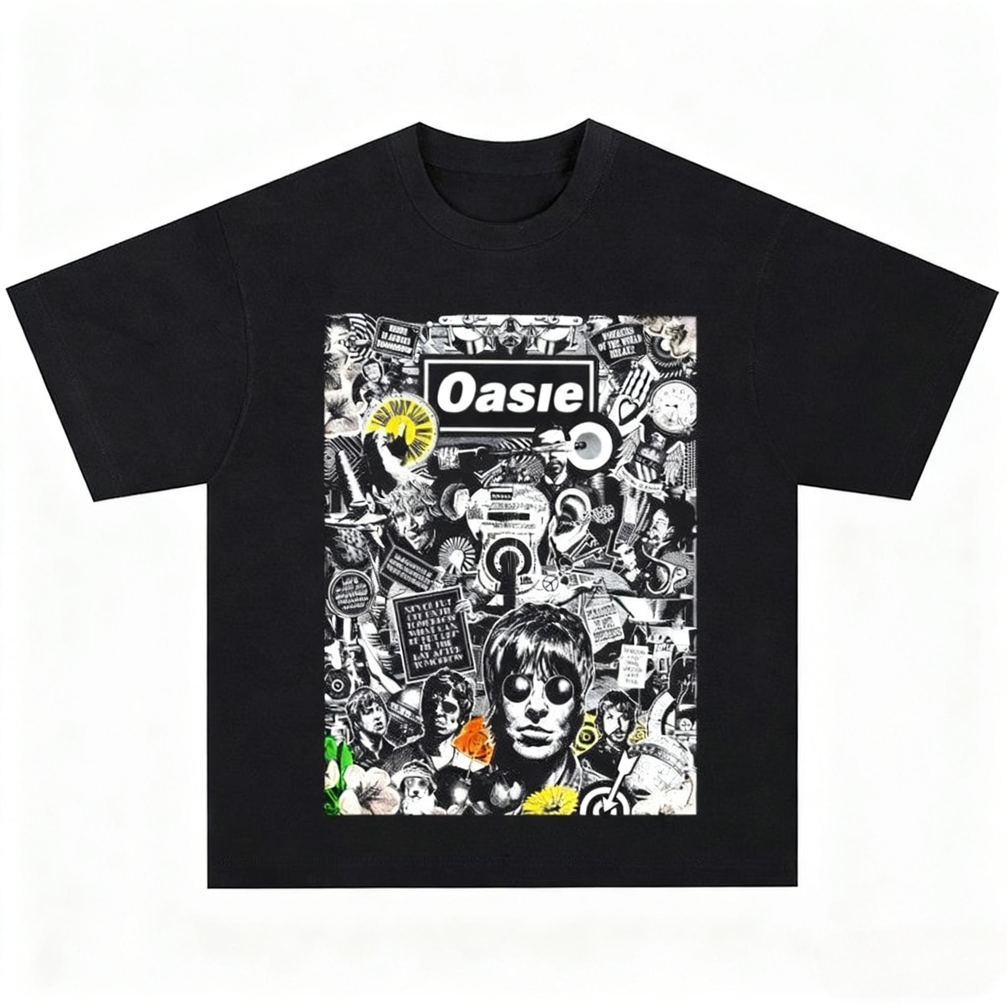 

Oasie Band Рок Американский Ретро мужская женская Футболка Старая Улица чистый Хлопок Принт Свободный Короткий Рукав Осень и зима нижнее белье 4XL