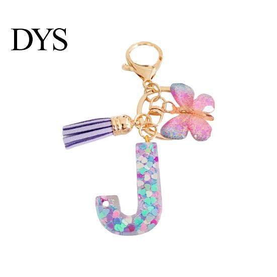 Mobile Phone Charm Butterfly Initial Letter Keychain Pendant Exquisite Practicality Backpack School Relief Craftsmanship Bag Decoration Purple