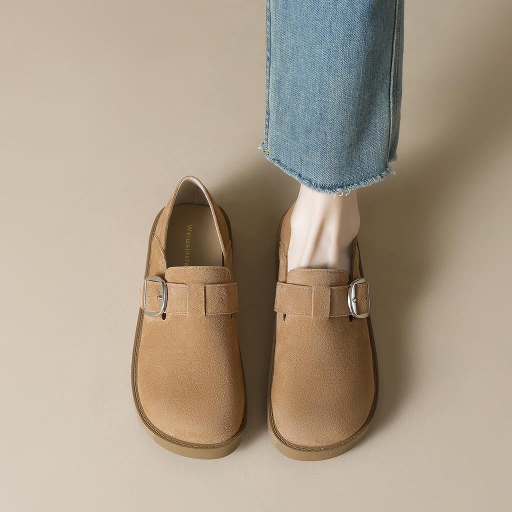 Genuine leather women's thick-soled new spring soft-soled all-inclusive single shoes women
