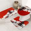 Japanese-Inspired 3pcs Bath Mat Set - Non-Slip, Washable Floor Mats for Bathroom & Bedroom Decor - Includes Bath Rug, Contour Ma