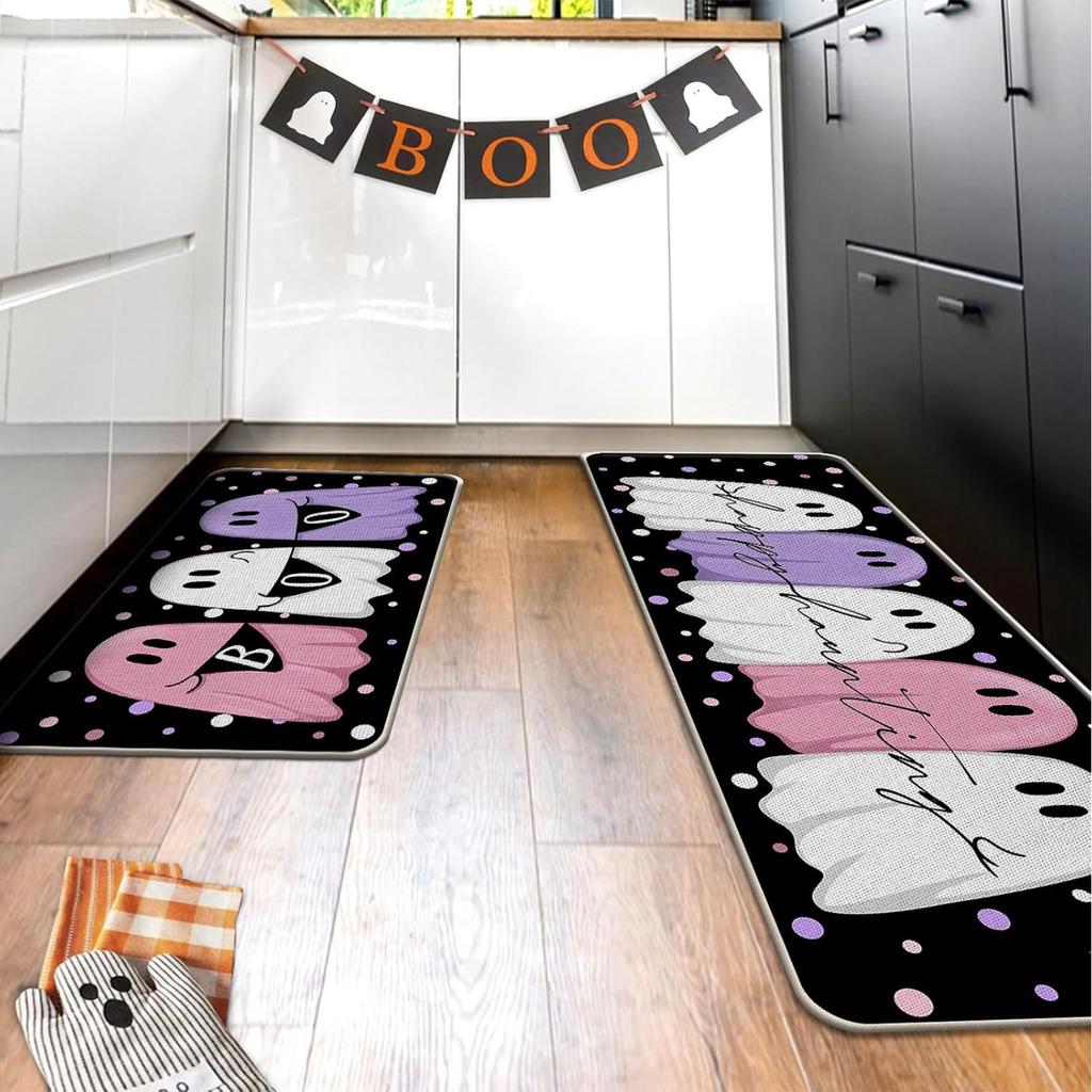 Halloween Ghosts And Horror Polka Dot Kitchen Rug 2  Piece Set, Fun Kitchen Mats, Suitable For Home Use