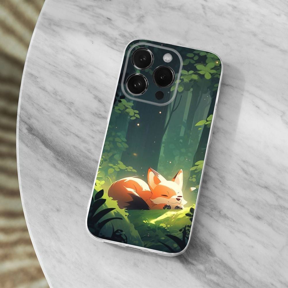 

Cute Fox Cartoon Phone For iPhone 14,13,12,11,17,16,15,Pro,X,XS,XR,SE,Max,Plus,Mini Transparent Soft Cover iPhone17Air