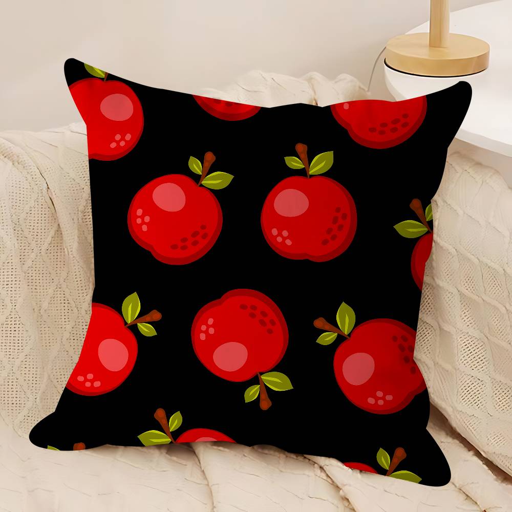 Cartoon Apple Simple Pillow Covers Cartoon Sofa Decorative Home Double-sided Printing Short Plush Cute Cushion Cover