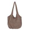 Korean lazy style large capacity retro solid color knitted tote bag niche fashion resort style woven armpit bag for women
