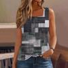 Ärmelloses Tanktop mit plissiertem, quadratischem Ausschnitt und Pflanzendruck für Damen