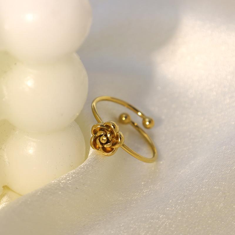 Rose Opening Adjustable Ring Stainless Steel Jewelry Simple Style Jewelry Girls Fashion