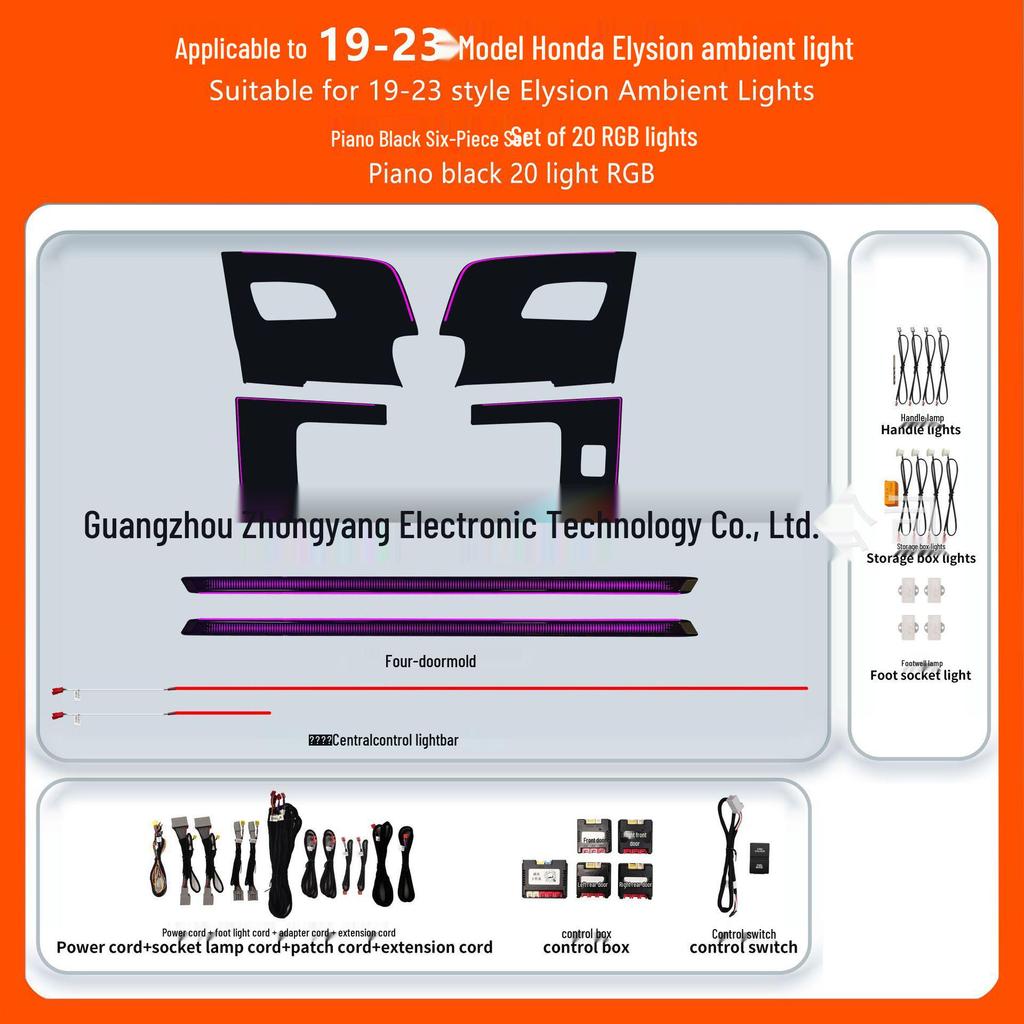 Cross-border Iridescent RGB Trim Panel for 2015-2023 Honda Odyssey/Elysion 4-Door