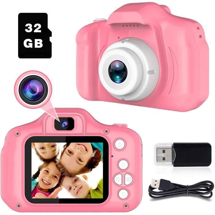 Appareil Photo pour Enfant - Kids Mate - Ecran 2,0 Pouces HD - 8MP/1080P - Carte TF 32 Go - Rose