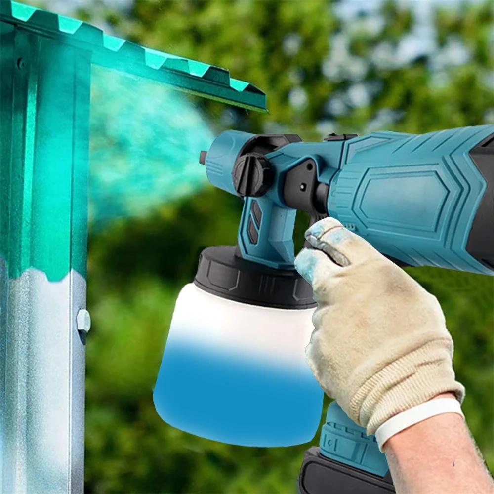 1000ML Cordless Electric Spray Gun High Power HVLP Paint Sprayer Auto Furniture Steel Coating Airbrush for Makita 18V Battery