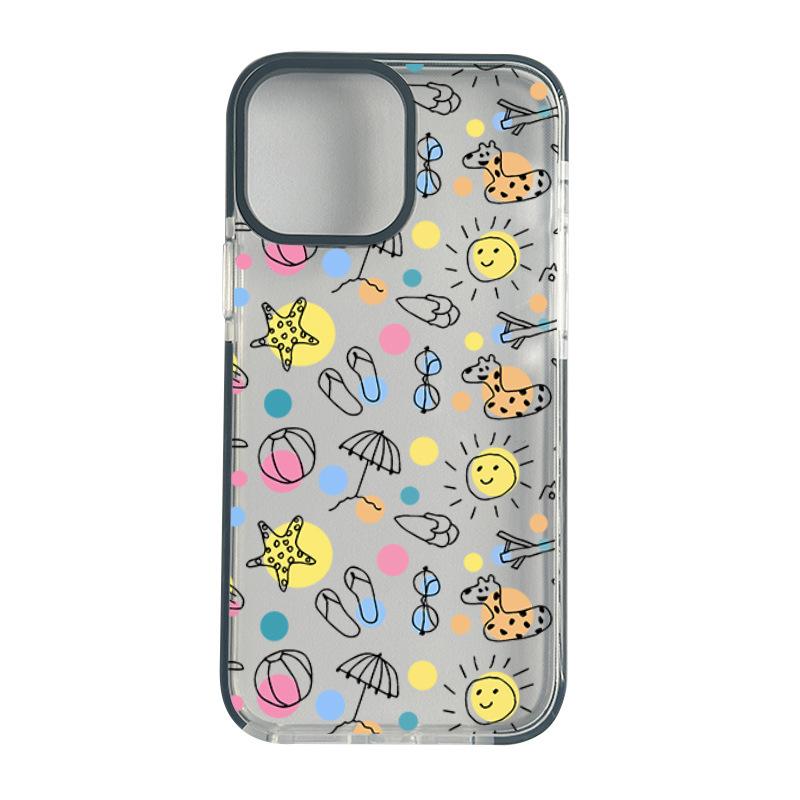 Summer new graffiti summer seaside iPhone mobile phone case 17promax transparent mobile phone case Apple 13 soft case