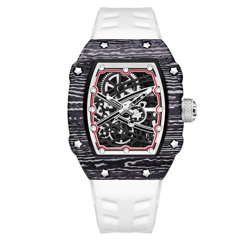 In Stock RM 6702 Slim Barrel Montre Homme Colorful Band Hollow 37.5mm Skeleton Dial Waterproof Sport Casual Quartz Wristwatch