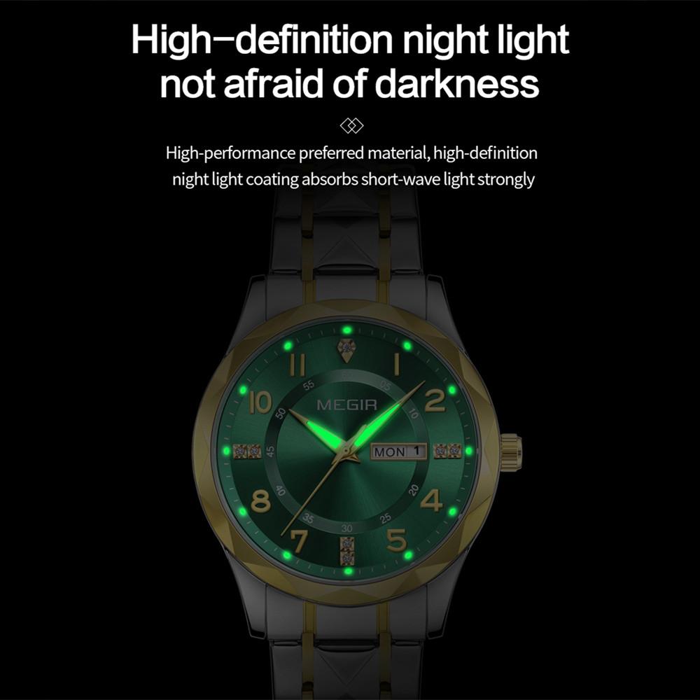 MEGIR Minimalist Fashion Quartz Wristwatch for Men Large Dial Business Leisure Watches with Date Week Clock Montre Homme 1093