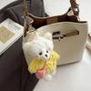 Lychee pattern lock bear pendant bucket bag