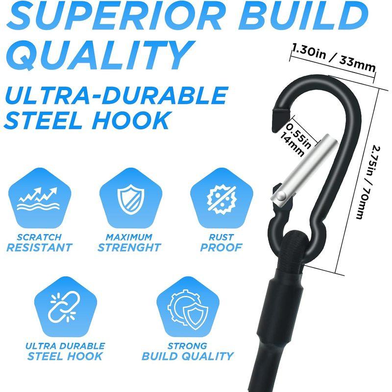2/4PCS 8mm Elastic Bungee Cords With Carabiner Hooks 45 60 80cm Tie Down Straps For Camping Cargo Rack Luggage