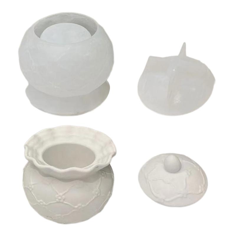 Preget mønster oppbevaringskrukkeform Smykkeorganisator Silikonform Gips Oppbevaringsboks Former for organiseringsentusiaster