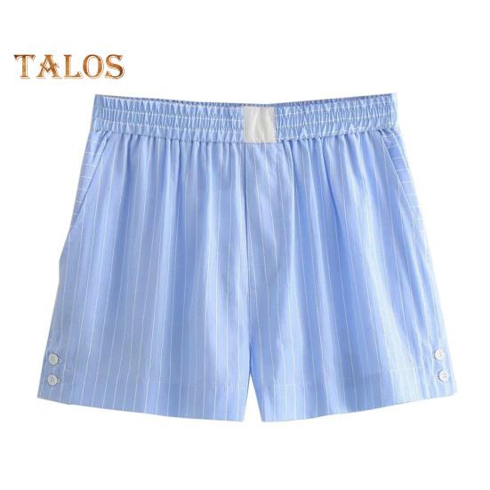 

Женская рубашка, шорты, однобортная блузка в полоску с принтом и длинными рукавами, лоскутная блузка, брюки с высокой эластичной резинкой на талии, одежда для путешествий L синий