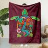 Cozy Reversible Flannel Throw Blanket Ocean Turtle Landscape Design Soft Easy Care AllSeason Home Decor