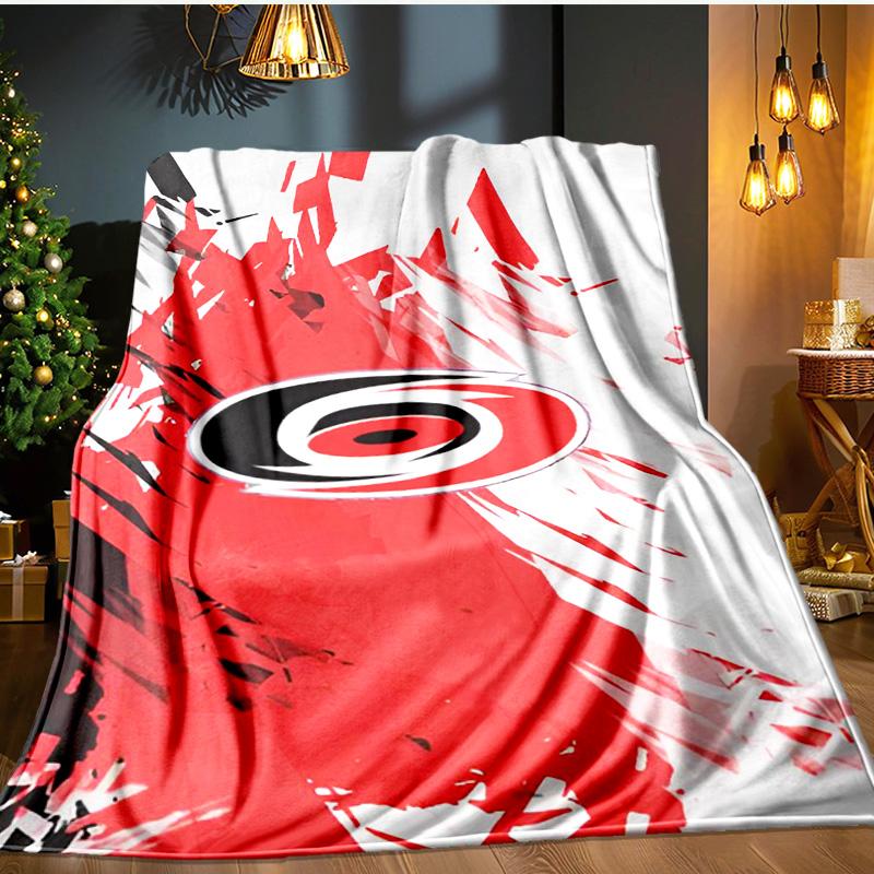 Carolina Hockey Logo Blanket Flannel Throw for Sofa, Indoor, Camping, Living Room, Office, Chair, And Bed Soft Birthday Gift
