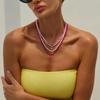 PuRui Boho 4Pcs/Set Exotic Style Mini Flower Scallop Pendant Metal Necklace Summer Handmade Beads Clavicle Chain Ethnic Zircon