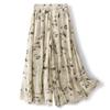 DIMANAF Summer 2025 Plus Size Women Vintage Loose Wide Leg Pants Basic Elastic High Waist Printing Pants Casual Long Trousers
