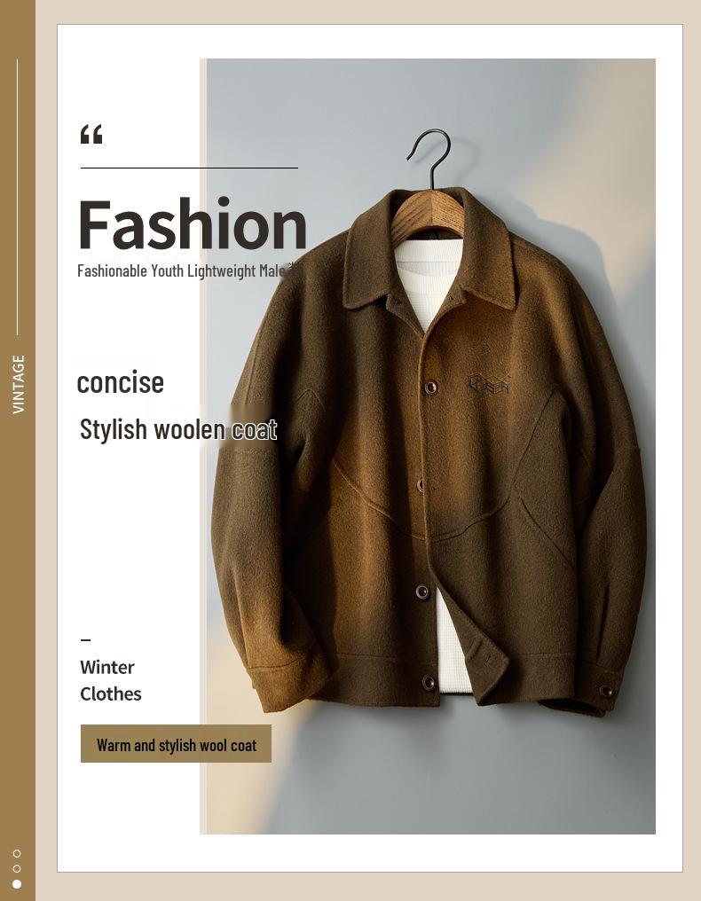 Men's 2025 Autumn/Winter Woolen Coat - New Lapel Wool Jacket, High-End Feel, Loose Fit.