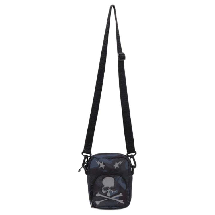 A Bathing Ape X MMJ Collaboration Full Print Camouflage Shark Polyester Mini Shoulder Crossbody Bag Men Bags Black 1L23-190-903