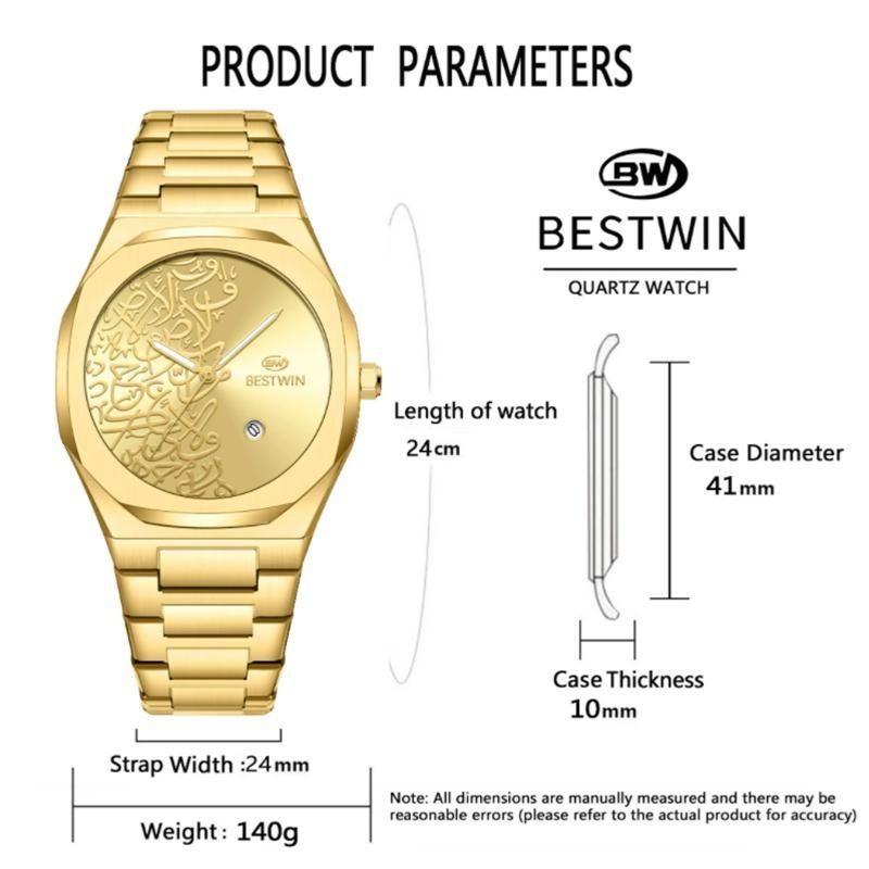 Herren Golduhren Top Marke Luxus Edelstahl Uhrenarmband Hohe Qualität Herrenuhr Kreatives Design Datum Armbanduhr