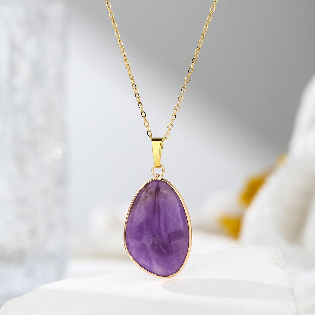 1 Stück Naturstein Unregelmäßiger Anhänger Halskette Rosa Kristall Amethyst Tigerauge Halskette Anhänger für Damen Paar Schmuck Geschenk