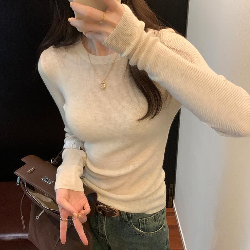 Women's Slim Fit Round Neck Knitted Sweater - Autumn 2024 Collection