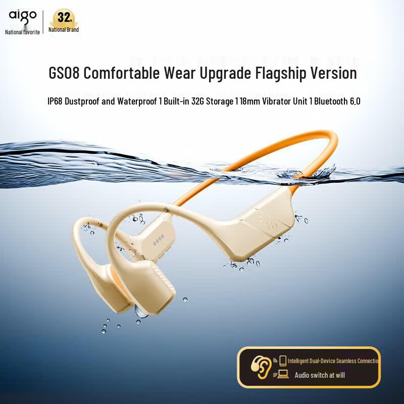 aigo GS08 True Bone Conduction Bluetooth Swimming Headphones