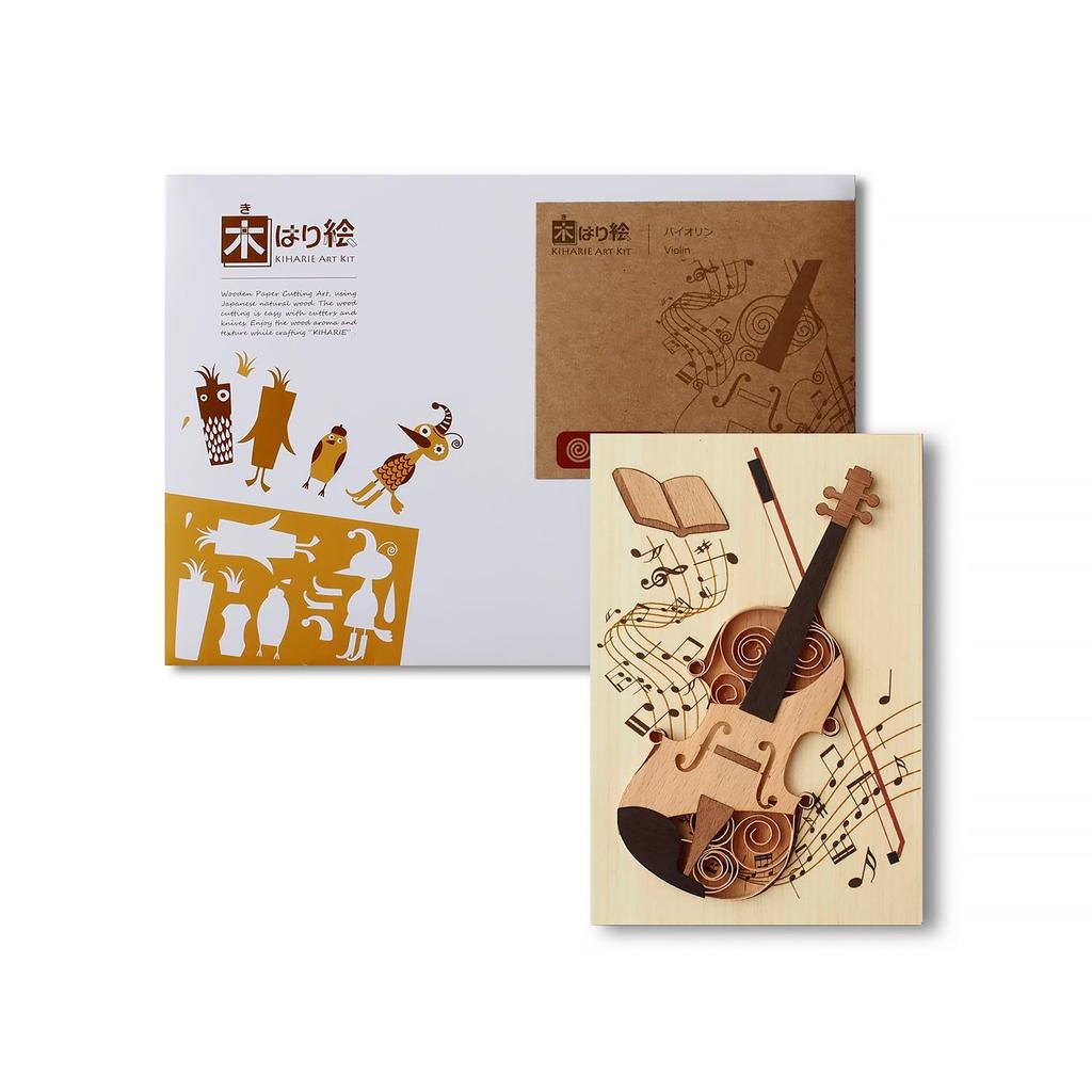 KINOWA "Violin" Wood-Painting Original Handmade Quilling Kit, Musical Instrument, Made in Japan