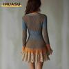 Women's Fashion Summer Spring Long Sleeve V-Neck Casual Dresses
