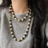 Boutique Vintage Maillard Style Natural Tiger'S Eye Stone Artificial Crystal Sweater Chain Necklace Clavicle Chain