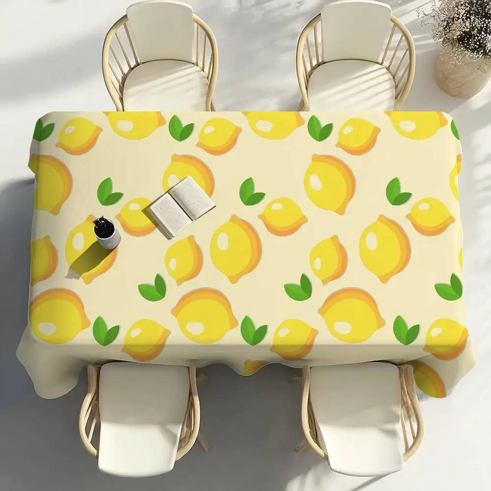 Gelbe Zitronenfrucht Tischdecke Party Dekoration Esszimmer Zuhause Küche Terrassen Wasserdicht Fleckenabweisend Tischdecke
