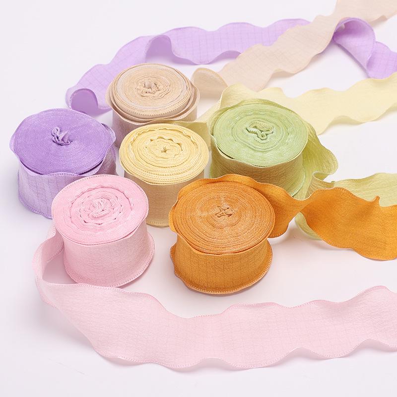 Panglică de In de Calitate Superioară: Volane elastice plisate de 4 cm pentru buchet de Ziua Mamei sau ambalaj cutie tort.