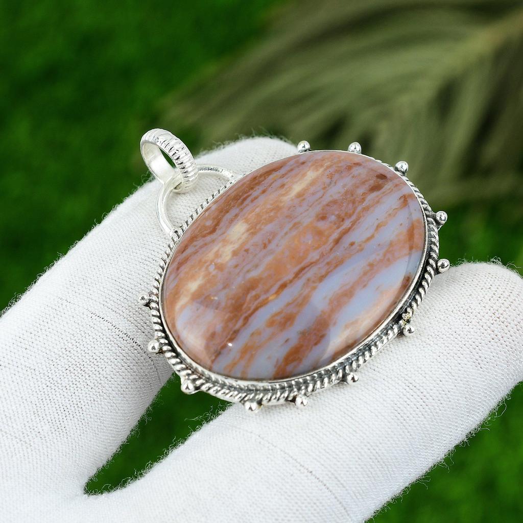 Natural Rainbow Jasper Gemstone Pendant 925 Sterling Silver Jewelry For Girls