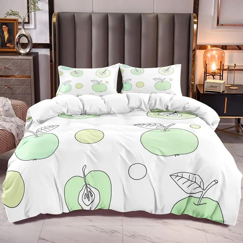 Comforter Red Apple King Queen Sweet Fruit Patterned Bedding Set For Kids Pink Plant Polyester Comforter