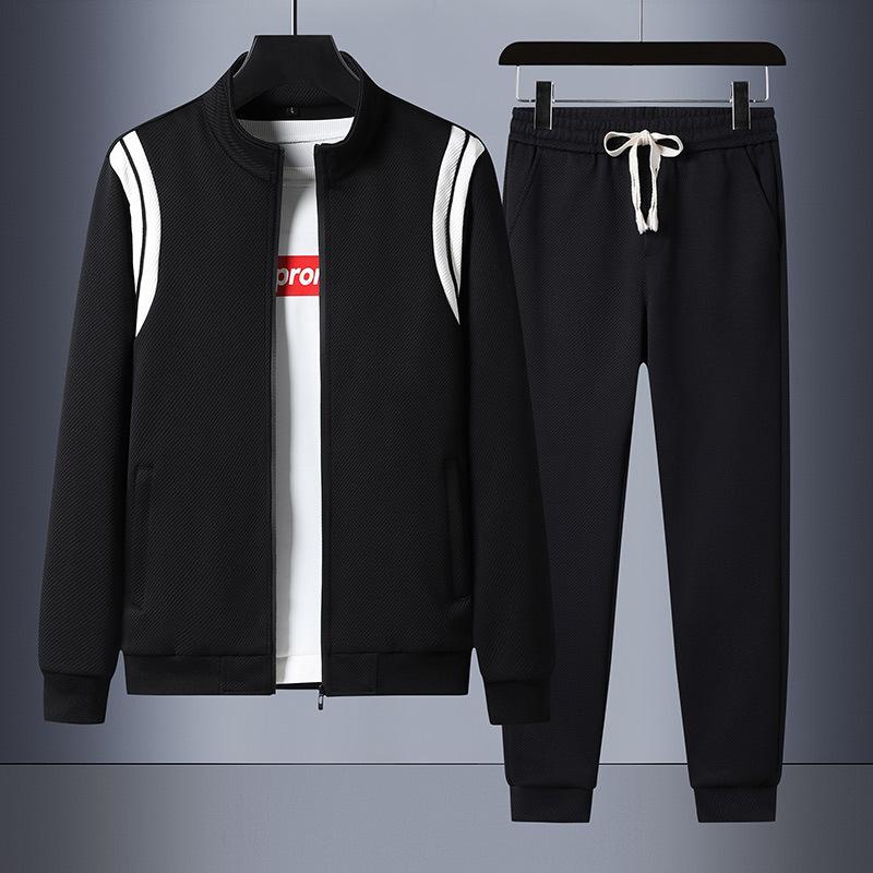 Plus Size Sports Suit Men's Spring Cardigan Sweater Casual Two-piece Set