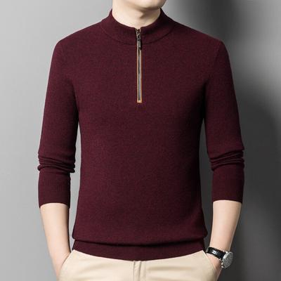 Suéter de Lana para Hombre de Edad Media Engrosado con Cremallera Media Altura Suéter para Hombre 100% Lana Pura Camiseta Interior para Papá